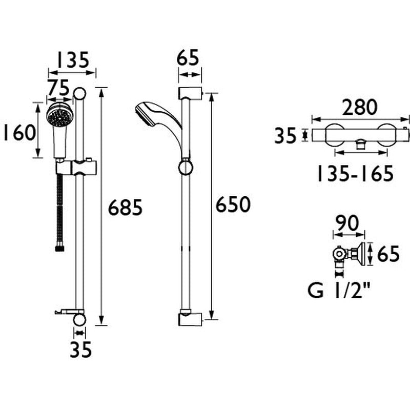 Bristan Zing Safe Touch Bar Mixer SM Kit