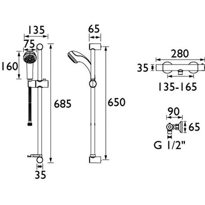 Bristan Zing Safe Touch Bar Mixer SM Kit