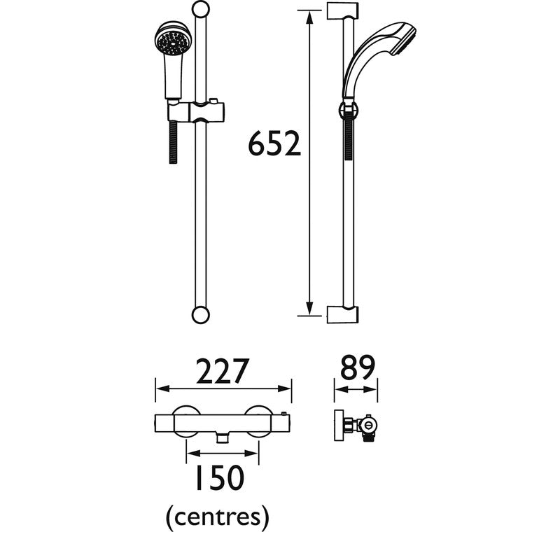 Bristan Zing Thermostatic Bar Mixer Shower Valve & Kit