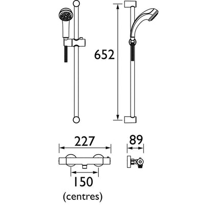 Bristan Zing Thermostatic Bar Mixer Shower Valve & Kit