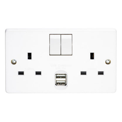 Crabtree 2G USB Switched Socket 2 Gang