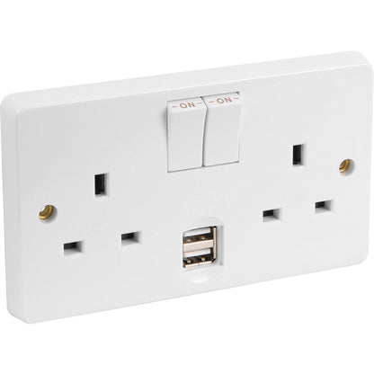 Crabtree 2G USB Switched Socket 2 Gang
