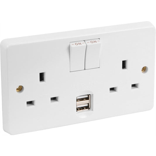 Crabtree 2G USB Switched Socket 2 Gang