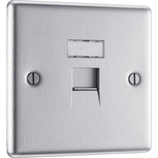 BG Brushed Steel Telephone Socket Ethernet RJ45