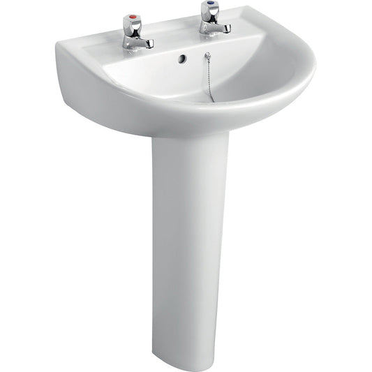 Armitage Shanks Sandringham 21 Basin and Pedestal 55cm 2 Tap Hole