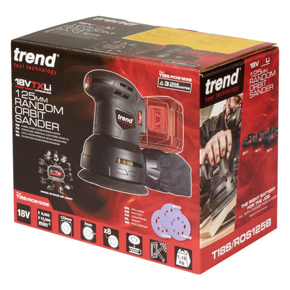 Trend T18S/ROS125B 18V Cordless 125mm Random Orbital Sander Body Only