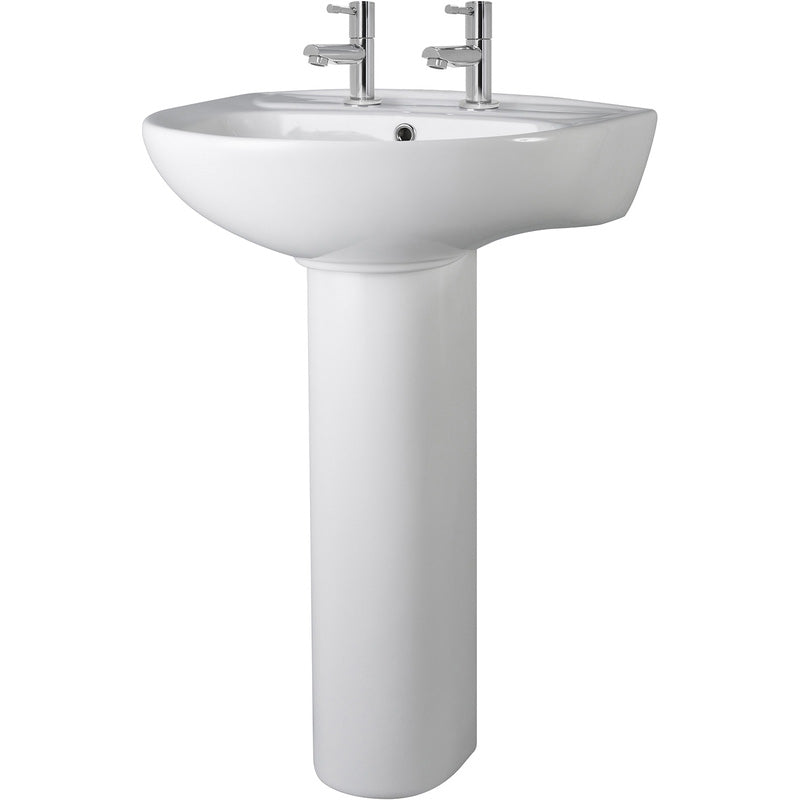 nuie Melbourne Basin & Pedestal 550mm 2 Tap Hole