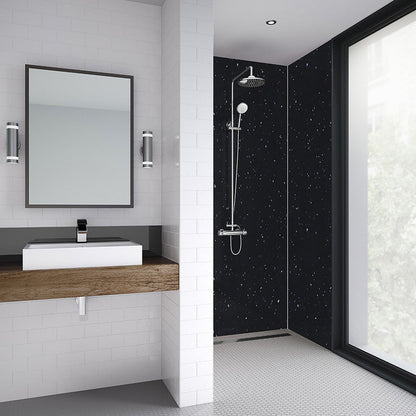 Mermaid Graphite Sparkle Laminate Shower Wall Panel Square Edged 2420mm x 900mm