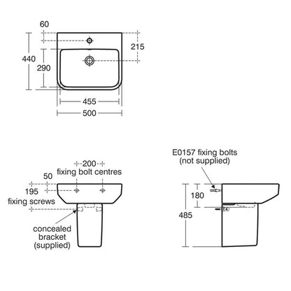 Ideal Standard i.life B Basin and Semi-Pedestal  1 Tap Hole