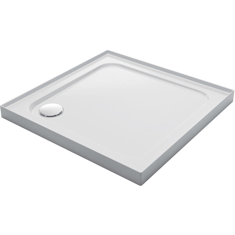 Mira Flight Low Square Shower Tray with Corner Waste  4 Upstands