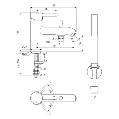 Ideal Standard Ceraline Taps Bath Shower Mixer 1 Tap Hole