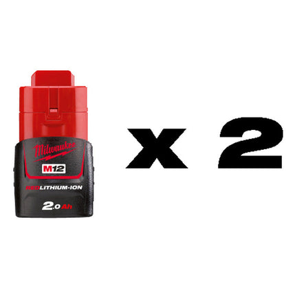 Milwaukee M12 BIW38-202C Sub Compact 3/8" Impact Wrench with Friction Ring 2 x 2.0Ah