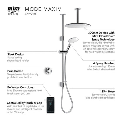 Mira Mode Maxim Thermostatic Digital Mixer Shower High Pressure / Combi Ceiling Fed