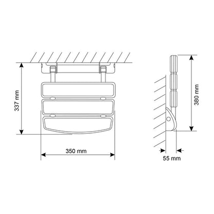 Mira Wall Mounted Shower Seat White / Chrome