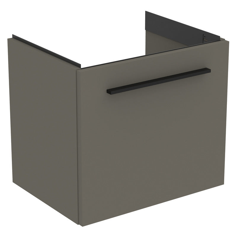 Ideal Standard i.life S Compact Wall Hung Vanity Unit with Basin Matt Quartz Grey  with Matt Black Handle