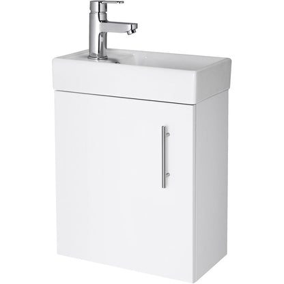 nuie Vault Single Door Compact Wall Hung Vanity Unit with Ceramic Basin 400mm