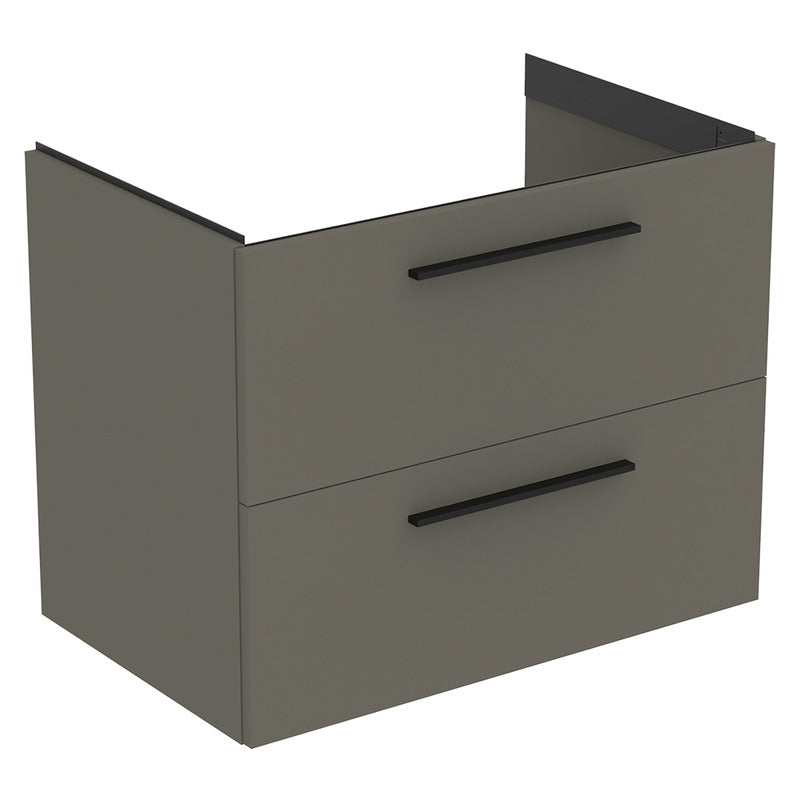 Ideal Standard i.life B Double Drawer Wall Hung Unit with Basin Matt Quartz Grey 1000mm with Brushed Chrome Handles