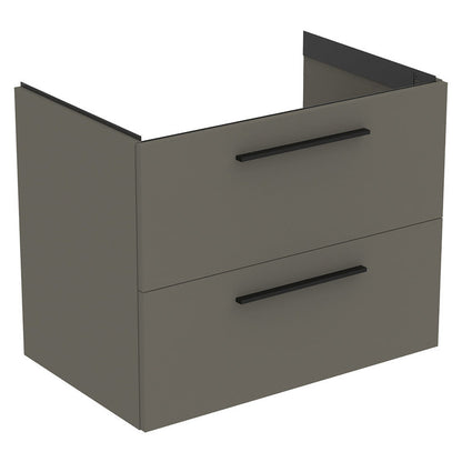 Ideal Standard i.life B Double Drawer Wall Hung Unit with Basin Matt Quartz Grey 1000mm with Brushed Chrome Handles