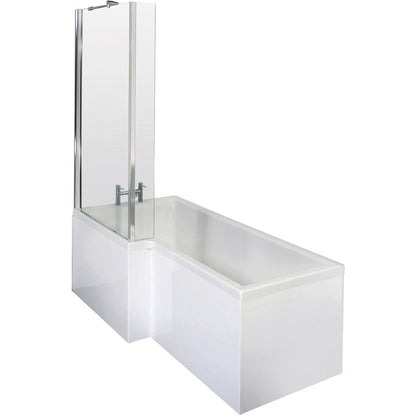 nuie L Shaped Shower Bath with Panel and Leg Set Left Hand