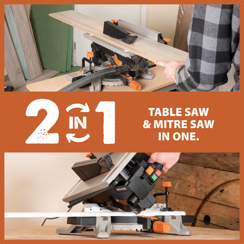 Evolution R210MTS 210mm Multi-Material Convertible Mitre/Table Saw 230V