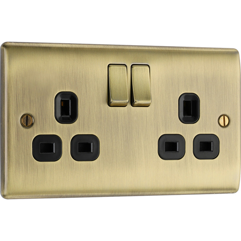 BG Nexus Metal Antique Brass Switched Socket 13A