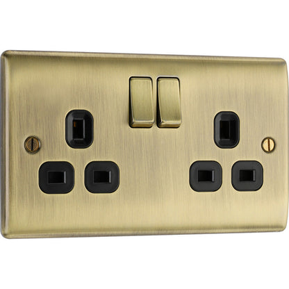BG Nexus Metal Antique Brass Switched Socket 13A