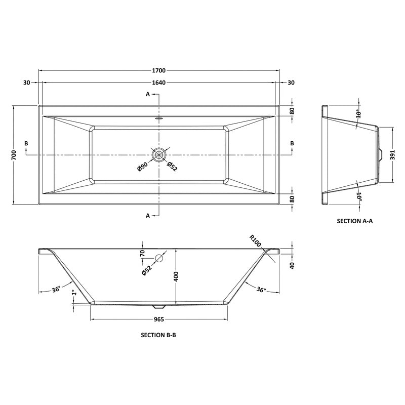 nuie Asselby Double Ended Bath