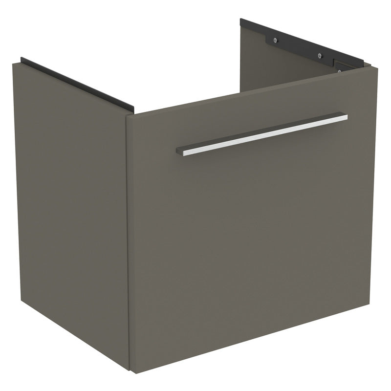 Ideal Standard i.life S Compact Wall Hung Vanity Unit with Basin Matt Quartz Grey 500mm with Brushed Chrome Handle