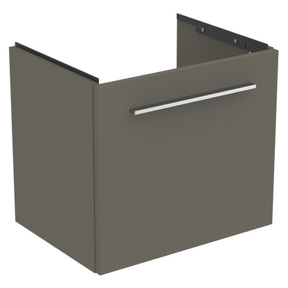 Ideal Standard i.life S Compact Wall Hung Vanity Unit with Basin Matt Quartz Grey 500mm with Brushed Chrome Handle