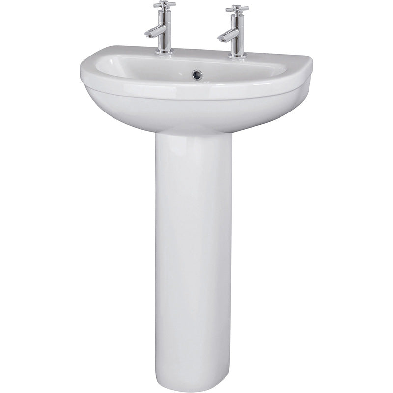 nuie Ivo Basin & Pedestal 550mm 2 Tap Hole