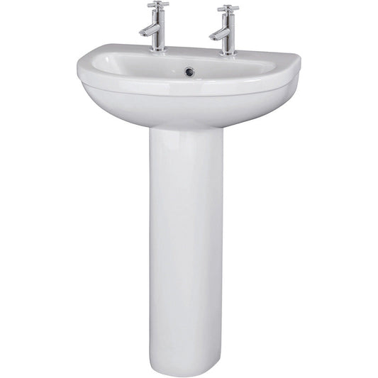 nuie Ivo Basin & Pedestal 550mm 2 Tap Hole