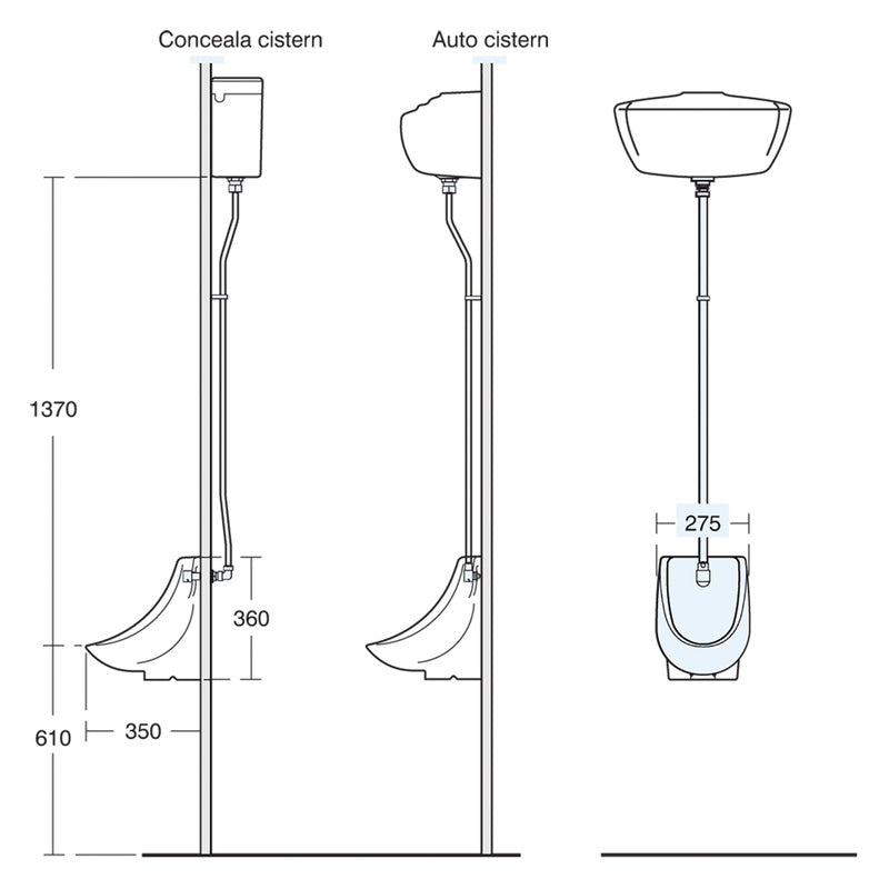 Armitage Shanks Sandringham Wall Hung Urinal Back Inlet