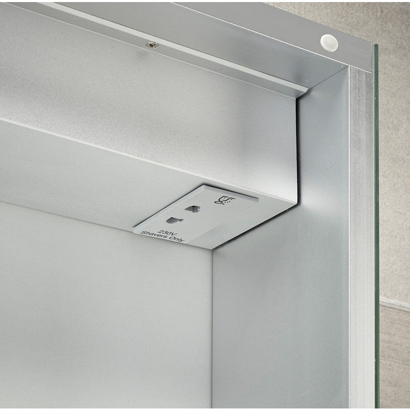 Sensio Harlow LED Mirror Bathroom Cabinet Double Door with Shaver Socket Cool White 700 x 600mm