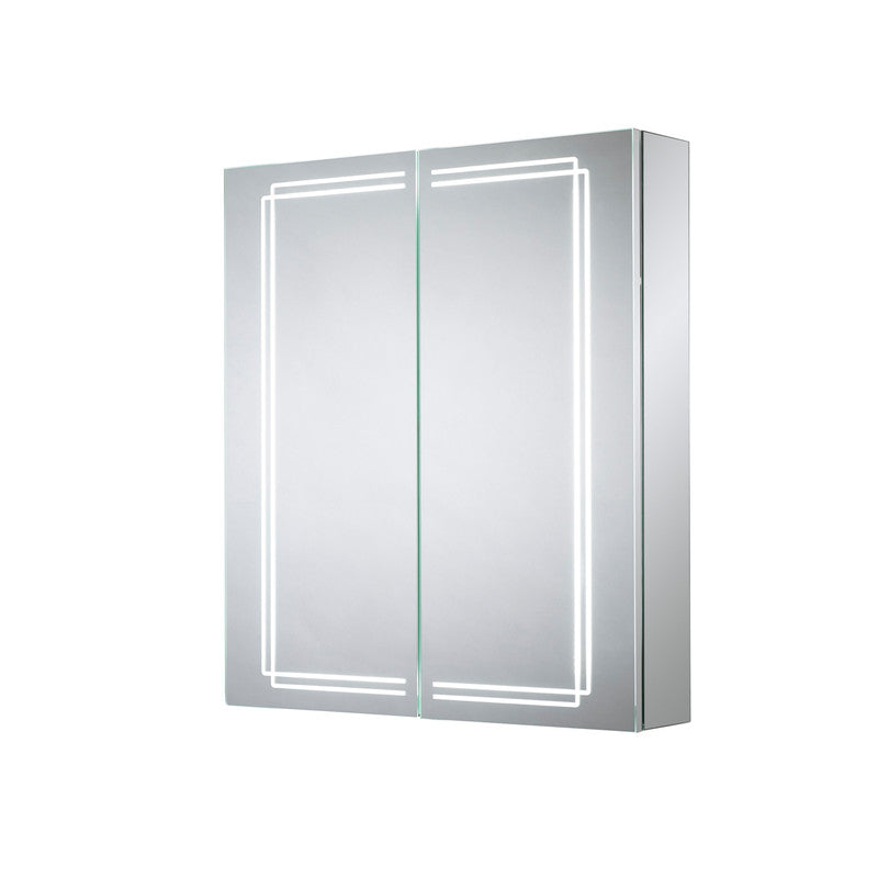 Sensio Harlow LED Mirror Bathroom Cabinet Double Door with Shaver Socket Cool White 700 x 600mm