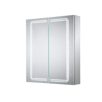 Sensio Harlow LED Mirror Bathroom Cabinet Double Door with Shaver Socket Cool White 700 x 600mm