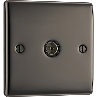 BG Nexus Metal Black Nickel Single Socket For TV or FM Co-Axial Aerial Connection 1 Gang TV/FM