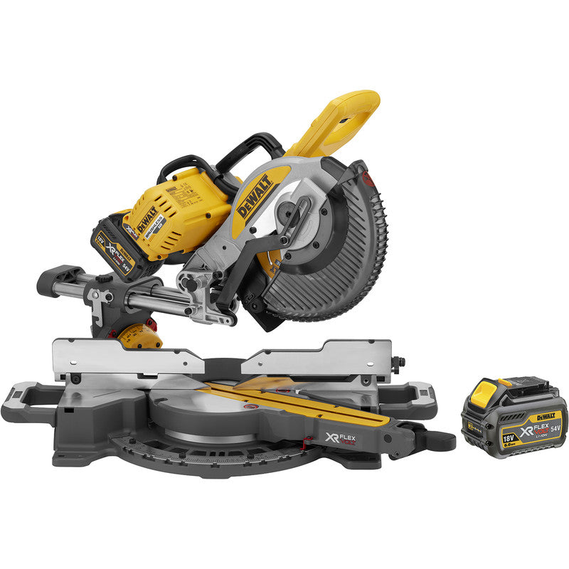 DCS727 54V XR FlexVolt Mitre Saw – 250mm Double Bevel, 2 x 6.0Ah