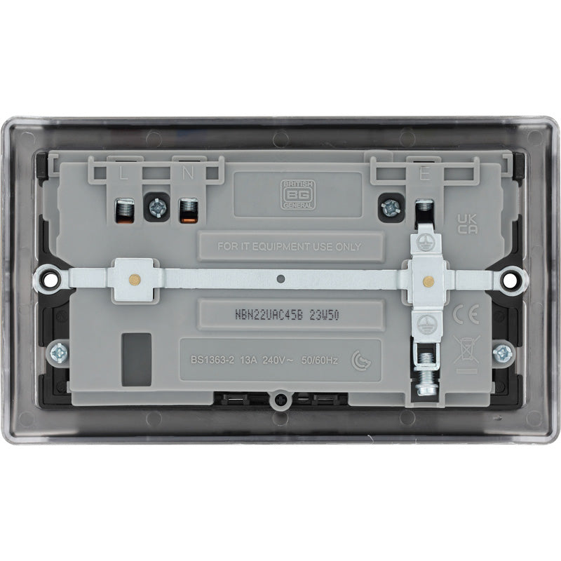 BG Nexus Metal Black Nickel Power Socket With USB A+C  2 Gang