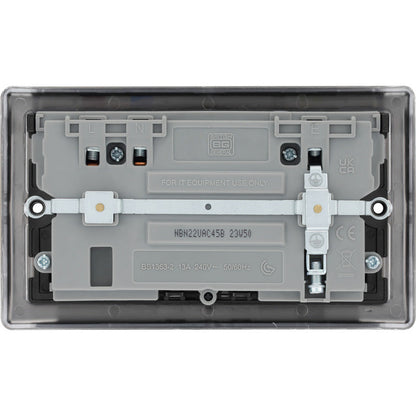 BG Nexus Metal Black Nickel Power Socket With USB A+C  2 Gang