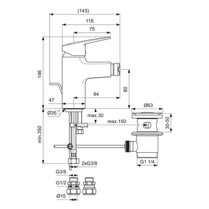 Ideal Standard Ceraplan Taps Bidet Mixer