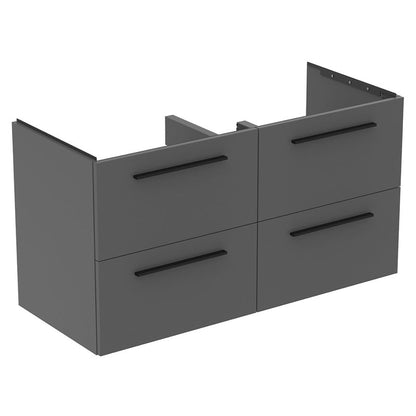 Ideal Standard i.life B 4 Drawer Wall Hung Unit with Double Basin Matt Quartz Grey 1200mm