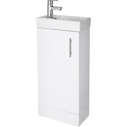 Nuie Vault Single Door Compact Floor Standing Vanity Unit with Ceramic Basin 400mm