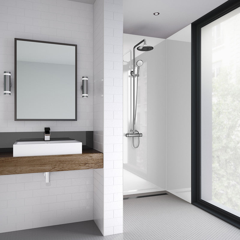 Mermaid Platinum Stone Laminate Shower Wall Panel Square Edged