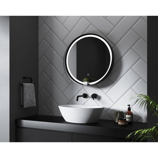 Sensio Dawn Round LED Bathroom Mirror TrioTone Black 600mm