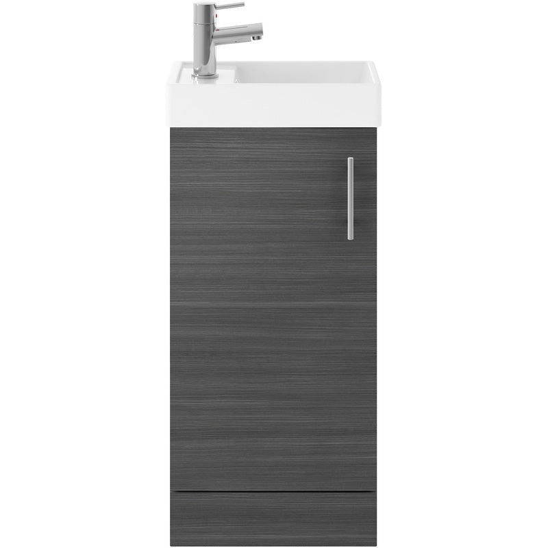 Nuie Vault Single Door Compact Floor Standing Vanity Unit with Ceramic Basin 400mm