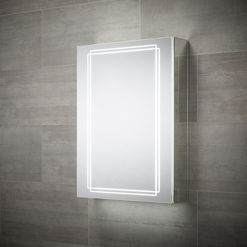 Sensio Harlow LED Mirror Bathroom Cabinet Single Door with Shaver Socket Cool White 700 x 500mm