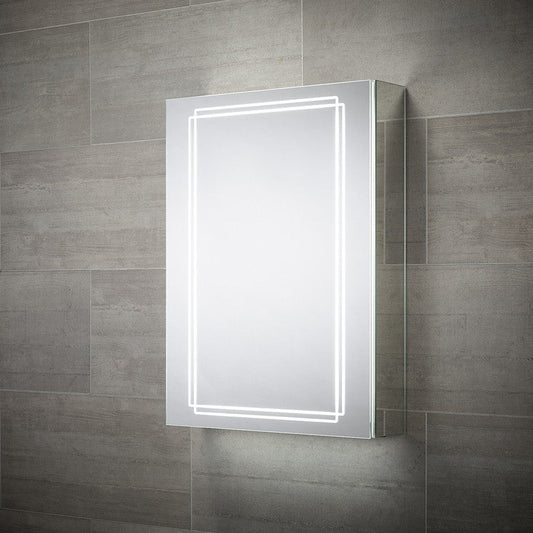 Sensio Harlow LED Mirror Bathroom Cabinet Single Door with Shaver Socket Cool White 700 x 500mm