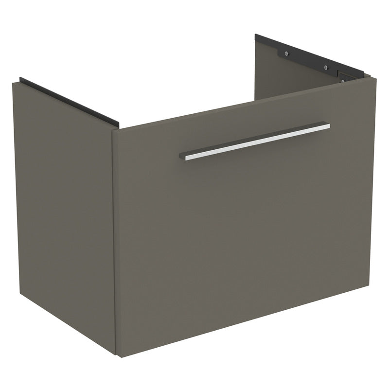 Ideal Standard i.life S Compact Wall Hung Vanity Unit with Basin Matt Quartz Grey 500mm with Brushed Chrome Handle