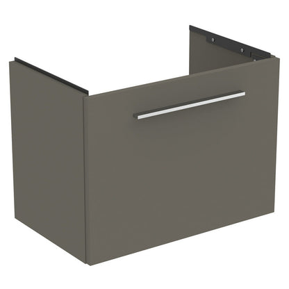 Ideal Standard i.life S Compact Wall Hung Vanity Unit with Basin Matt Quartz Grey 500mm with Brushed Chrome Handle