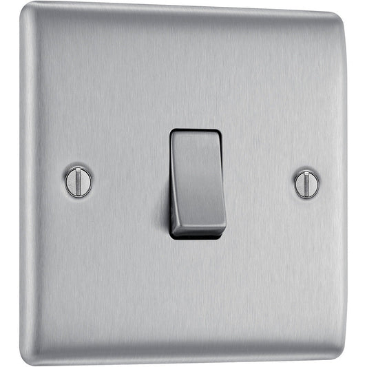BG Nexus Metal Brushed Steel Switch 20A 16AX Intermediate 1 Gang
